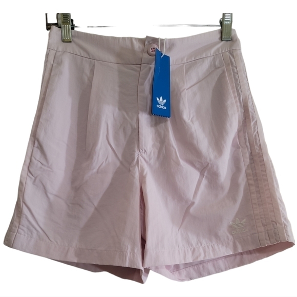 NWT Adidas Originals Pearl Amethyst Tennis Luxe High Waisted Shorts XS 3 Stripes - Picture 1 of 7